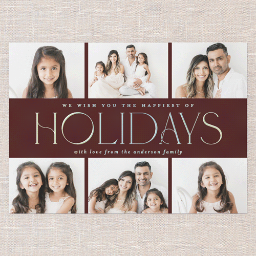 Elegant Middle Holiday Card, Iridescent Foil, Red, 5x7, Holiday, Matte, Personalized Foil Cardstock, Square, Red