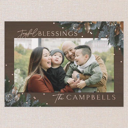 Mixed Metallic Marvel Holiday Card, Brown, Rose Gold Foil, 5x7, Religious, Matte, Personalized Foil Cardstock, Square, Dark Chocolate