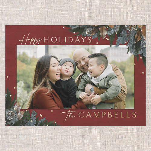 Mixed Metallic Marvel Holiday Card, Red, Gold Foil, 5x7, Holiday, Matte, Personalized Foil Cardstock, Square, Cinnamon