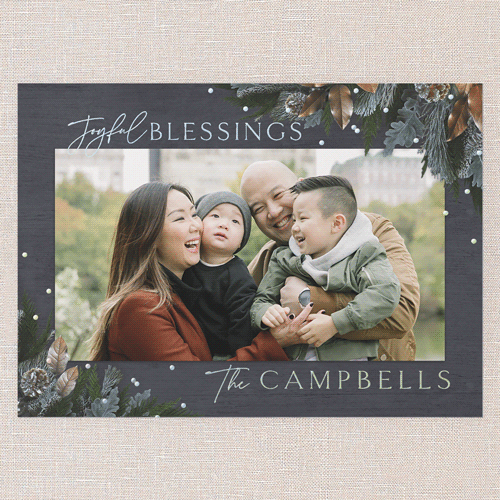 Mixed Metallic Marvel Holiday Card, Iridescent Foil, Grey, 5x7, Religious, Matte, Personalized Foil Cardstock, Square, Burnt Ash