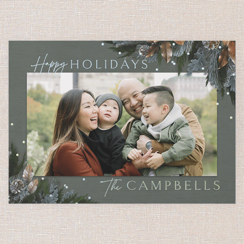 Mixed Metallic Marvel Holiday Card, Green, Iridescent Foil, 5x7, Holiday, Matte, Personalized Foil Cardstock, Square, Fern