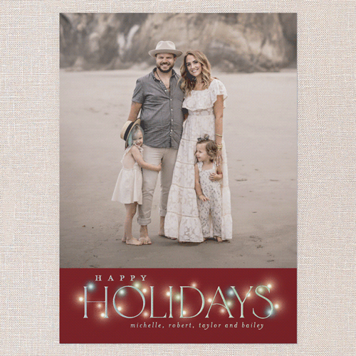 Lit Type Holiday Card, Red, Iridescent Foil, 5x7, Holiday, Matte, Personalized Foil Cardstock, Square, Marsala