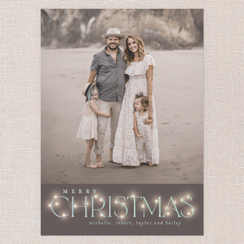 Lit Type Holiday Card, Gray, Iridescent Foil, 5x7, Christmas, Matte, Personalized Foil Cardstock, Square, Gray