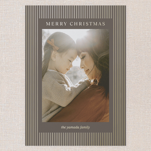 Striped Elegantly Holiday Card, Gold Foil, Brown, 5x7, Christmas, Matte, Personalized Foil Cardstock, Square, Deep Chocolate