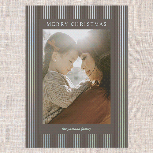 Striped Elegantly Holiday Card, Brown, Iridescent Foil, 5x7, Christmas, Matte, Personalized Foil Cardstock, Square, Deep Chocolate