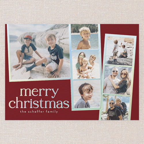Photo Slides Holiday Card, Red, Iridescent Foil, 5x7, Christmas, Matte, Personalized Foil Cardstock, Square, Red