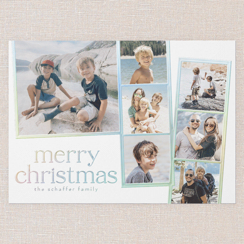 Photo Slides Holiday Card, White, Iridescent Foil, 5x7, Christmas, Matte, Personalized Foil Cardstock, Square, White