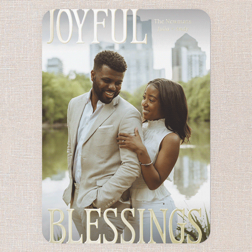 Serif Standout Holiday Card, Gold Foil, White, 5x7, Religious, Matte, Personalized Foil Cardstock, Rounded, White