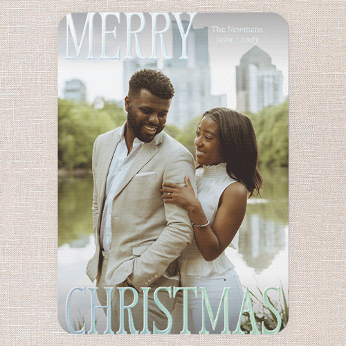Serif Standout Holiday Card, Iridescent Foil, White, 5x7, Christmas, Matte, Personalized Foil Cardstock, Rounded, White