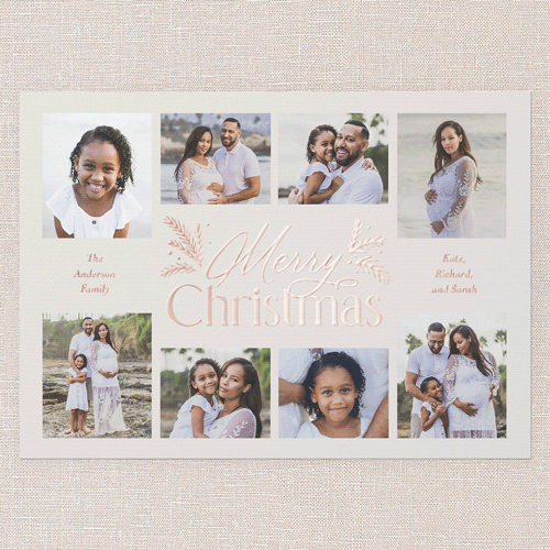 Botanical Touch Holiday Card, Rose Gold Foil, Beige, 5x7, Christmas, Matte, Personalized Foil Cardstock, Square, Cream