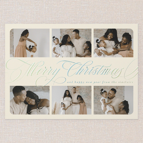 Flourished Sentiment Holiday Card, Beige, Iridescent Foil, 5x7, Christmas, Matte, Personalized Foil Cardstock, Square, Cream