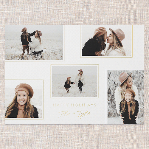 Finely Framed Holiday Card, Red, Gold Foil, 5x7, Holiday, Matte, Personalized Foil Cardstock, Square, Red