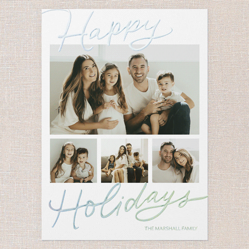 Handwritten Highlights Holiday Card, Iridescent Foil, White, 5x7, Holiday, Matte, Personalized Foil Cardstock, Square, White