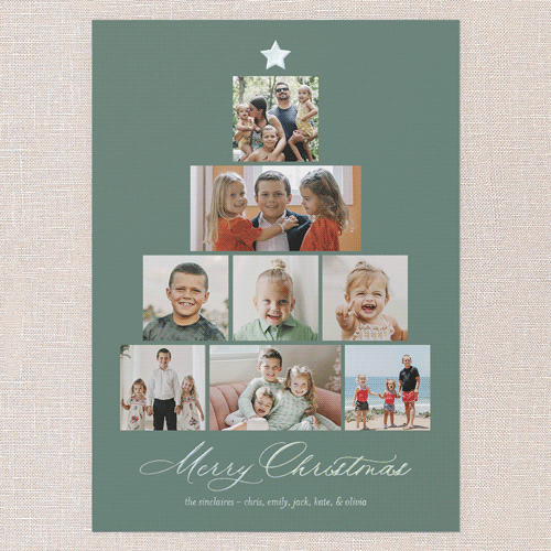 Memory Tree Holiday Card, Green, Iridescent Foil, 5x7, Christmas, Matte, Personalized Foil Cardstock, Square, Fern