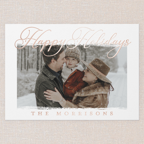 Brightest Banner Holiday Card, Rose Gold Foil, White, 5x7, Holiday, Matte, Personalized Foil Cardstock, Square, White