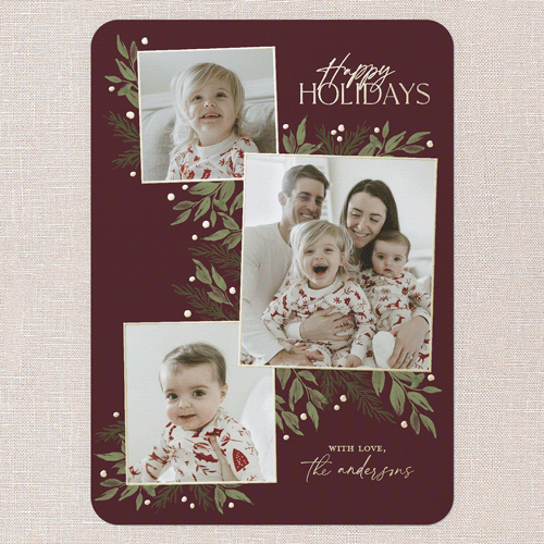 Timeless Grouping Holiday Card, Red, Gold Foil, 5x7, Holiday, Matte, Personalized Foil Cardstock, Rounded, Red