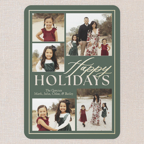 Classic Yuletide Holiday Card, Green, Gold Foil, 5x7, Holiday, Matte, Personalized Foil Cardstock, Rounded, Green