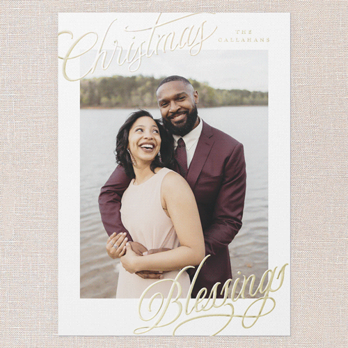 Corner Callout Holiday Card, White, Gold Foil, 5x7, Religious, Matte, Personalized Foil Cardstock, Square, White