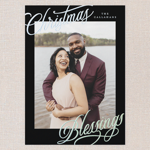 Corner Callout Holiday Card, Black, Iridescent Foil, 5x7, Religious, Matte, Personalized Foil Cardstock, Square, Black