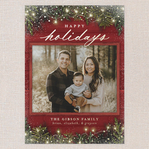 Earnest Evergreen Holiday Card, Red, Gold Foil, 5x7, Holiday, Matte, Personalized Foil Cardstock, Square, Radish