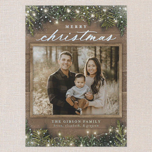 Earnest Evergreen Holiday Card, Beige, Iridescent Foil, 5x7, Christmas, Matte, Personalized Foil Cardstock, Square, Rye