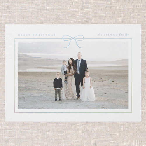 Radiant Bow Holiday Card, White, Iridescent Foil, 5x7, Christmas, Matte, Personalized Foil Cardstock, Square, White