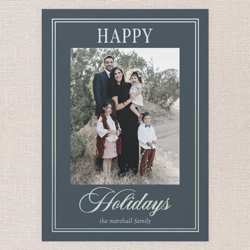 Elegant Luster Holiday Card, Blue, Iridescent Foil, 5x7, Holiday, Matte, Personalized Foil Cardstock, Square, Blue