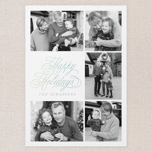 Golden Script Elegance Holiday Card, Iridescent Foil, White, 5x7, Holiday, Matte, Personalized Foil Cardstock, Square, White