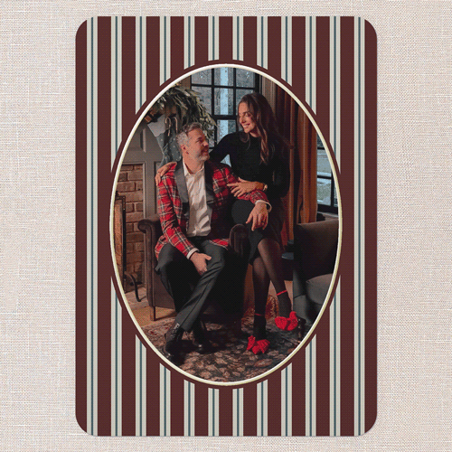 Classic Cameo Holiday Card, Gold Foil, Red, 5x7, Holiday, Matte, Personalized Foil Cardstock, Rounded, Red