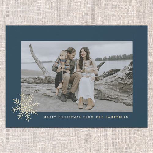 Winter Minimal Holiday Card, Blue, Gold Foil, 5x7, Christmas, Matte, Personalized Foil Cardstock, Square, Neptune