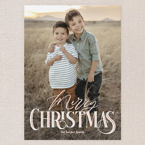 Serene Blessing Holiday Card, Rose Gold Foil, White, 5x7, Christmas, Matte, Personalized Foil Cardstock, Square, White