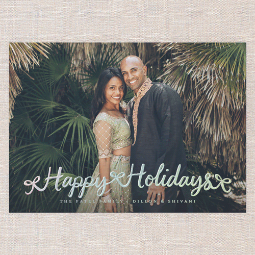 Swirl Wishes Holiday Card, Iridescent Foil, White, 5x7, Holiday, Matte, Personalized Foil Cardstock, Square, White