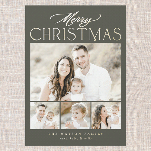 Timeless Greeting Holiday Card, Gold Foil, Green, 5x7, Christmas, Matte, Personalized Foil Cardstock, Square, Green