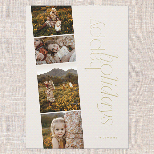 Sleek Greetings Holiday Card, Beige, Gold Foil, 5x7, Holiday, Matte, Personalized Foil Cardstock, Square, Cream