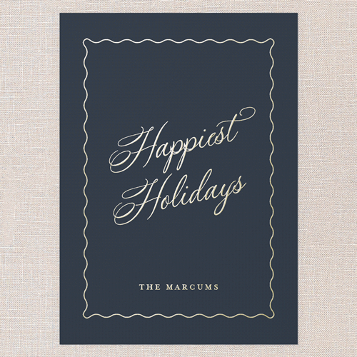 Hardbound Holiday Card, Blue, Gold Foil, 5x7, Holiday, Matte, Personalized Foil Cardstock, Square, Navy