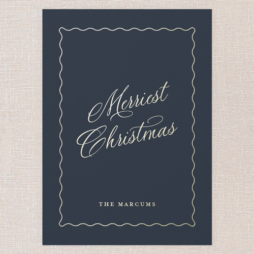 Hardbound Holiday Card, Blue, Gold Foil, 5x7, Christmas, Matte, Personalized Foil Cardstock, Square, Navy