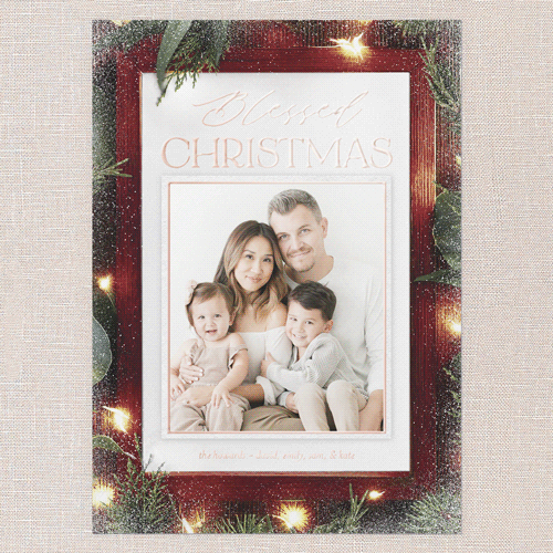 Winterwood Frame Holiday Card, Red, Rose Gold Foil, 5x7, Religious, Matte, Personalized Foil Cardstock, Square, Red