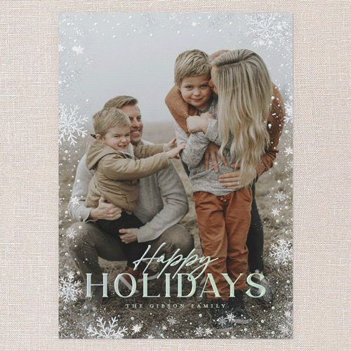 Snowflake Blessing Holiday Card, Iridescent Foil, White, 5x7, Holiday, Matte, Personalized Foil Cardstock, Square, White
