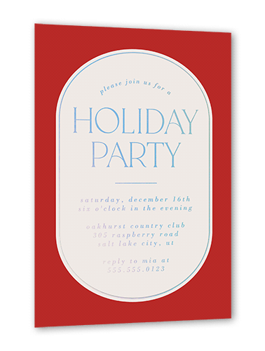 Modern Deco Joy Holiday Invitation, Iridescent Foil, Red, 5x7, Holiday, Matte, Personalized Foil Cardstock, Square