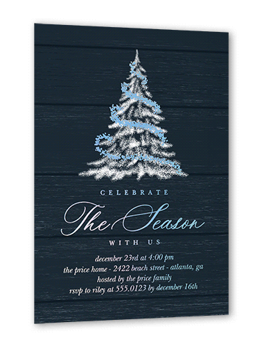 Tree Glow Holiday Invitation, Iridescent Foil, Blue, 5x7, Christmas, Matte, Personalized Foil Cardstock, Square, Midnight