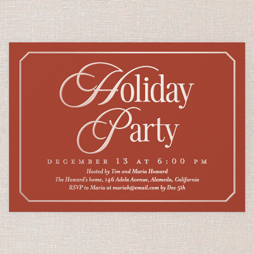 Timeless Traditions Holiday Invitation, Red, Rose Gold Foil, 5x7, Holiday, Matte, Personalized Foil Cardstock, Square