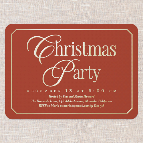 Timeless Traditions Holiday Invitation, Red, Gold Foil, 5x7, Christmas, Matte, Personalized Foil Cardstock, Rounded, Red
