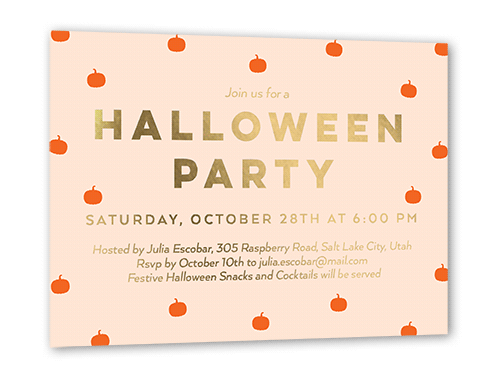 Lil Pumpkins Halloween Invitation, Orange, Gold Foil, 5x7, Matte, Personalized Foil Cardstock, Square
