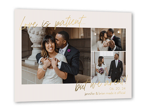 Enduring Love Wedding Announcement, Gold Foil, Beige, 5x7, Matte, Personalized Foil Cardstock, Square