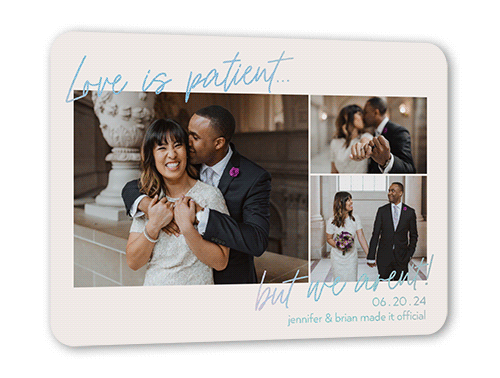 Enduring Love Wedding Announcement, Beige, Iridescent Foil, 5x7, Matte, Personalized Foil Cardstock, Rounded