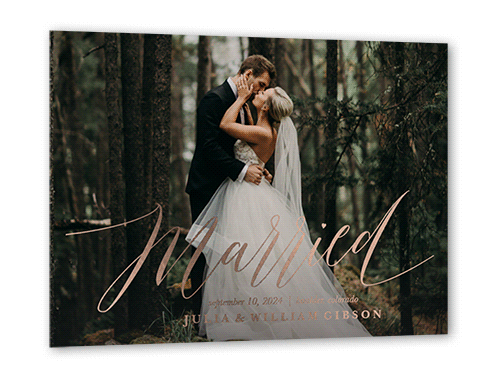 Wedded Love Wedding Announcement, Rose Gold Foil, White, 5x7, Matte, Personalized Foil Cardstock, Square, White