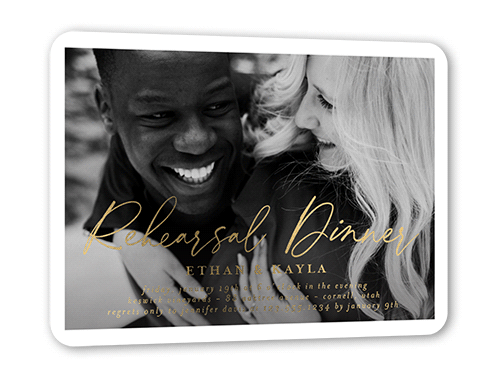 Unforgettable Dinner Rehearsal Dinner Invitation, Gold Foil, White, 5x7, Matte, Personalized Foil Cardstock, Rounded, White