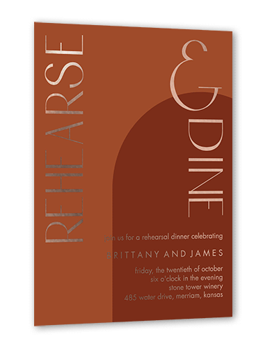 Always Modern Rehearsal Dinner Invitation, Orange, Rose Gold Foil, 5x7, Matte, Personalized Foil Cardstock, Square