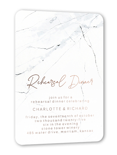 Married Marble Rehearsal Dinner Invitation, Rounded Corners