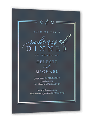 Sensational Shine Rehearsal Dinner Invitation, Gray, Iridescent Foil, 5x7, Matte, Personalized Foil Cardstock, Square
